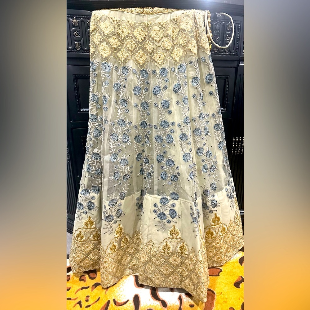 Elegant Cream and Gold Lehenga